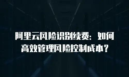 阿里云风险识别续费：如何高效管理风险控制成本？
