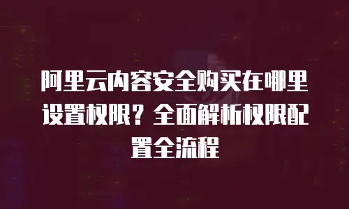 阿里云内容安全购买在哪里设置权限？全面解析权限配置全流程