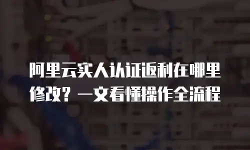 阿里云实人认证返利在哪里修改？一文看懂操作全流程