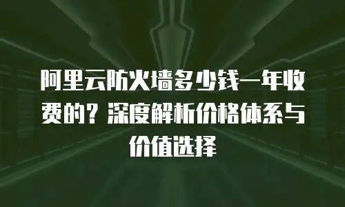 阿里云防火墙多少钱一年收费的？深度解析价格体系与价值选择