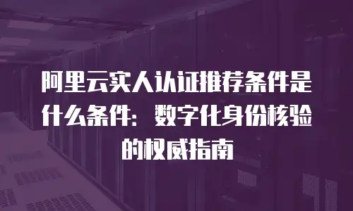 阿里云实人认证推荐条件是什么条件：数字化身份核验的权威指南