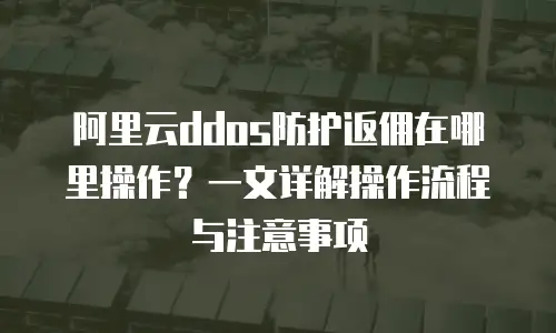 阿里云ddos防护返佣在哪里操作？一文详解操作流程与注意事项