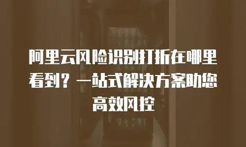 阿里云风险识别打折在哪里看到？一站式解决方案助您高效风控