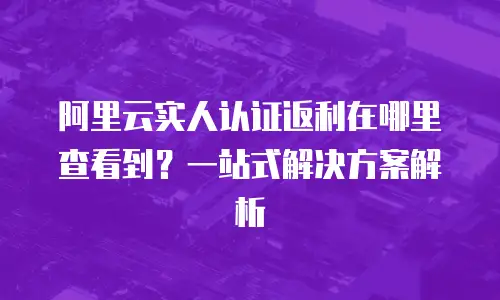 阿里云实人认证返利在哪里查看到？一站式解决方案解析