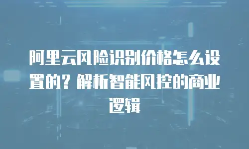 阿里云风险识别价格怎么设置的？解析智能风控的商业逻辑