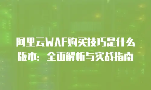阿里云WAF购买技巧是什么版本：全面解析与实战指南