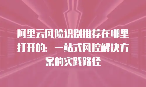 阿里云风险识别推荐在哪里打开的：一站式风控解决方案的实践路径