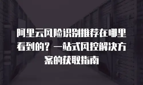 阿里云风险识别推荐在哪里看到的？一站式风控解决方案的获取指南