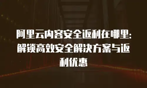 阿里云内容安全返利在哪里：解锁高效安全解决方案与返利优惠