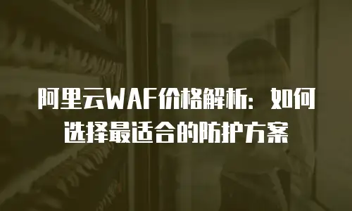 阿里云WAF价格解析：如何选择最适合的防护方案