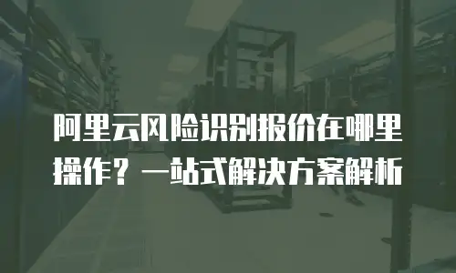 阿里云风险识别报价在哪里操作？一站式解决方案解析