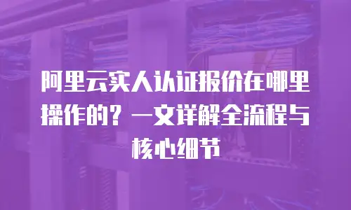 阿里云实人认证报价在哪里操作的？一文详解全流程与核心细节
