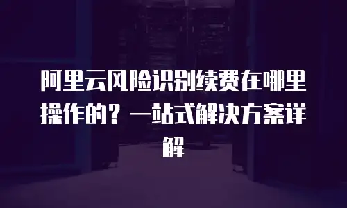 阿里云风险识别续费在哪里操作的？一站式解决方案详解
