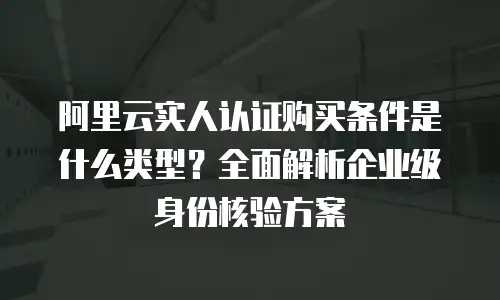 阿里云实人认证购买条件是什么类型？全面解析企业级身份核验方案