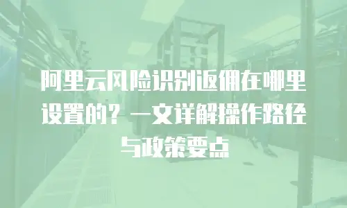阿里云风险识别返佣在哪里设置的？一文详解操作路径与政策要点