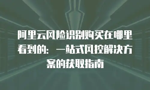 阿里云风险识别购买在哪里看到的：一站式风控解决方案的获取指南