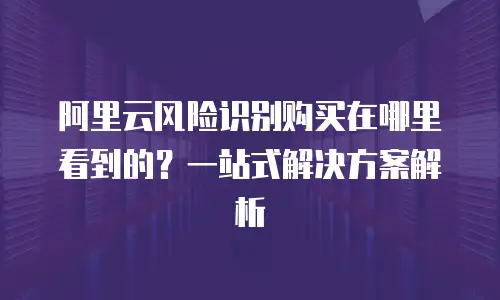 阿里云风险识别购买在哪里看到的？一站式解决方案解析