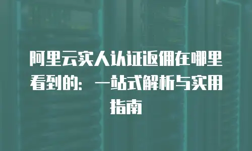 阿里云实人认证返佣在哪里看到的：一站式解析与实用指南