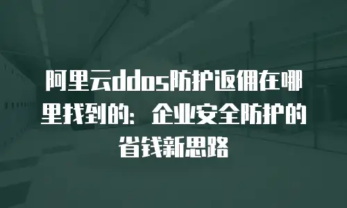 阿里云ddos防护返佣在哪里找到的：企业安全防护的省钱新思路