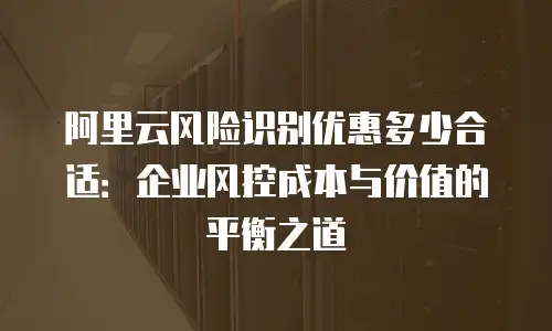阿里云风险识别优惠多少合适：企业风控成本与价值的平衡之道