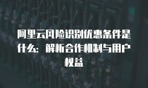 阿里云风险识别优惠条件是什么：解析合作机制与用户权益