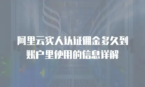 阿里云实人认证佣金多久到账户里使用的信息详解