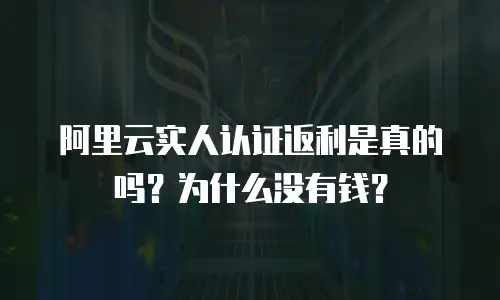 阿里云实人认证返利是真的吗？为什么没有钱？