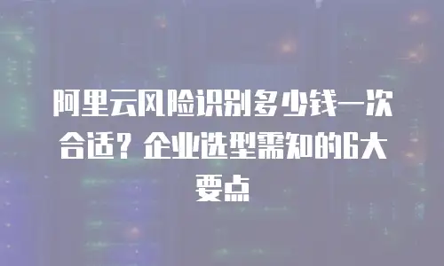 阿里云风险识别多少钱一次合适？企业选型需知的6大要点