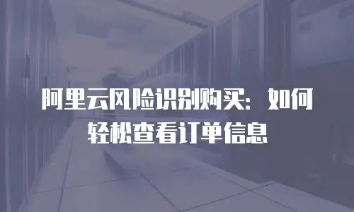 阿里云风险识别购买：如何轻松查看订单信息