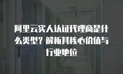 阿里云实人认证代理商是什么类型？解析其核心价值与行业地位