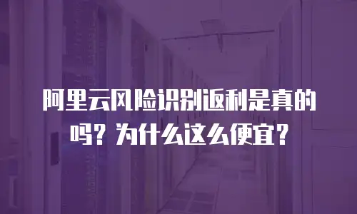 阿里云风险识别返利是真的吗？为什么这么便宜？