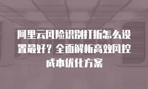 阿里云风险识别打折怎么设置最好？全面解析高效风控成本优化方案