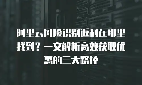 阿里云风险识别返利在哪里找到？一文解析高效获取优惠的三大路径