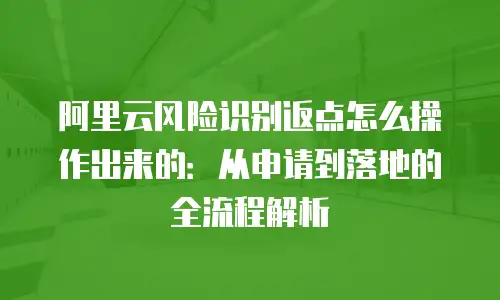 阿里云风险识别返点怎么操作出来的：从申请到落地的全流程解析