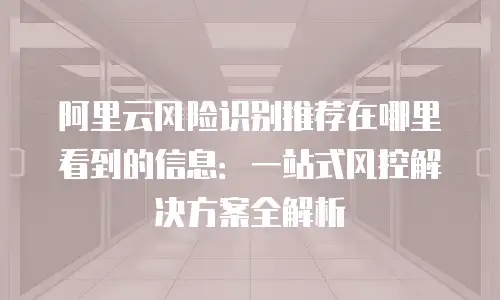 阿里云风险识别推荐在哪里看到的信息：一站式风控解决方案全解析