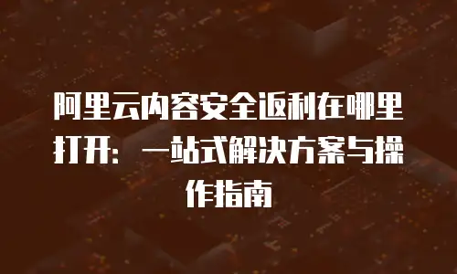 阿里云内容安全返利在哪里打开：一站式解决方案与操作指南