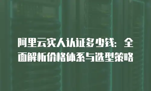 阿里云实人认证多少钱：全面解析价格体系与选型策略
