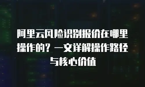 阿里云风险识别报价在哪里操作的？一文详解操作路径与核心价值