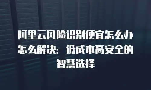 阿里云风险识别便宜怎么办怎么解决：低成本高安全的智慧选择