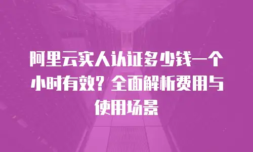 阿里云实人认证多少钱一个小时有效？全面解析费用与使用场景