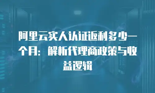 阿里云实人认证返利多少一个月：解析代理商政策与收益逻辑