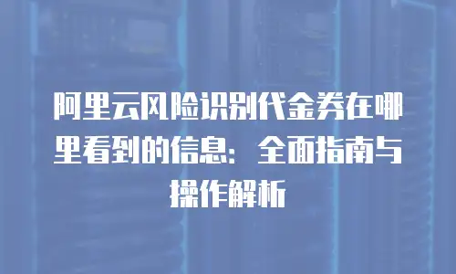 阿里云风险识别代金券在哪里看到的信息：全面指南与操作解析