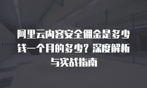 阿里云内容安全佣金是多少钱一个月的多少？深度解析与实战指南