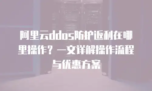 阿里云ddos防护返利在哪里操作？一文详解操作流程与优惠方案