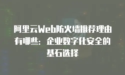 阿里云Web防火墙推荐理由有哪些：企业数字化安全的基石选择