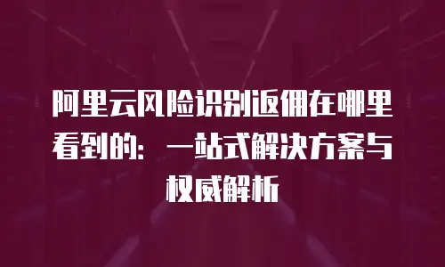 阿里云风险识别返佣在哪里看到的：一站式解决方案与权威解析