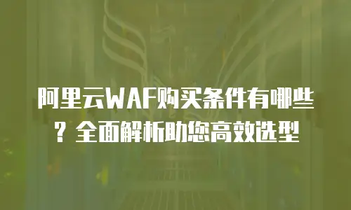 阿里云WAF购买条件有哪些？全面解析助您高效选型