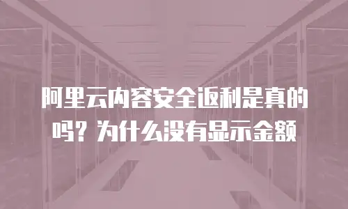 阿里云内容安全返利是真的吗？为什么没有显示金额