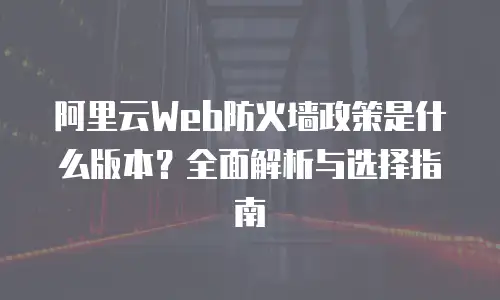 阿里云Web防火墙政策是什么版本？全面解析与选择指南