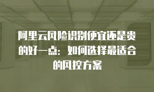 阿里云风险识别便宜还是贵的好一点：如何选择最适合的风控方案